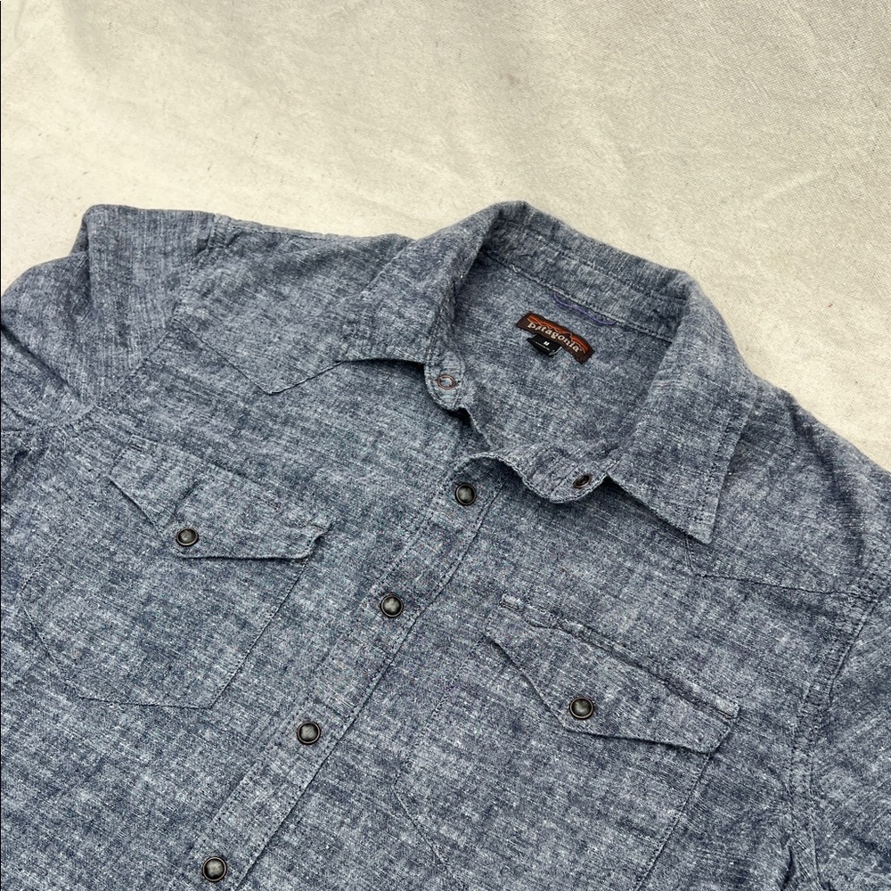 Patagonia Men's Casual Button-Down Shirt in Heather Blue
